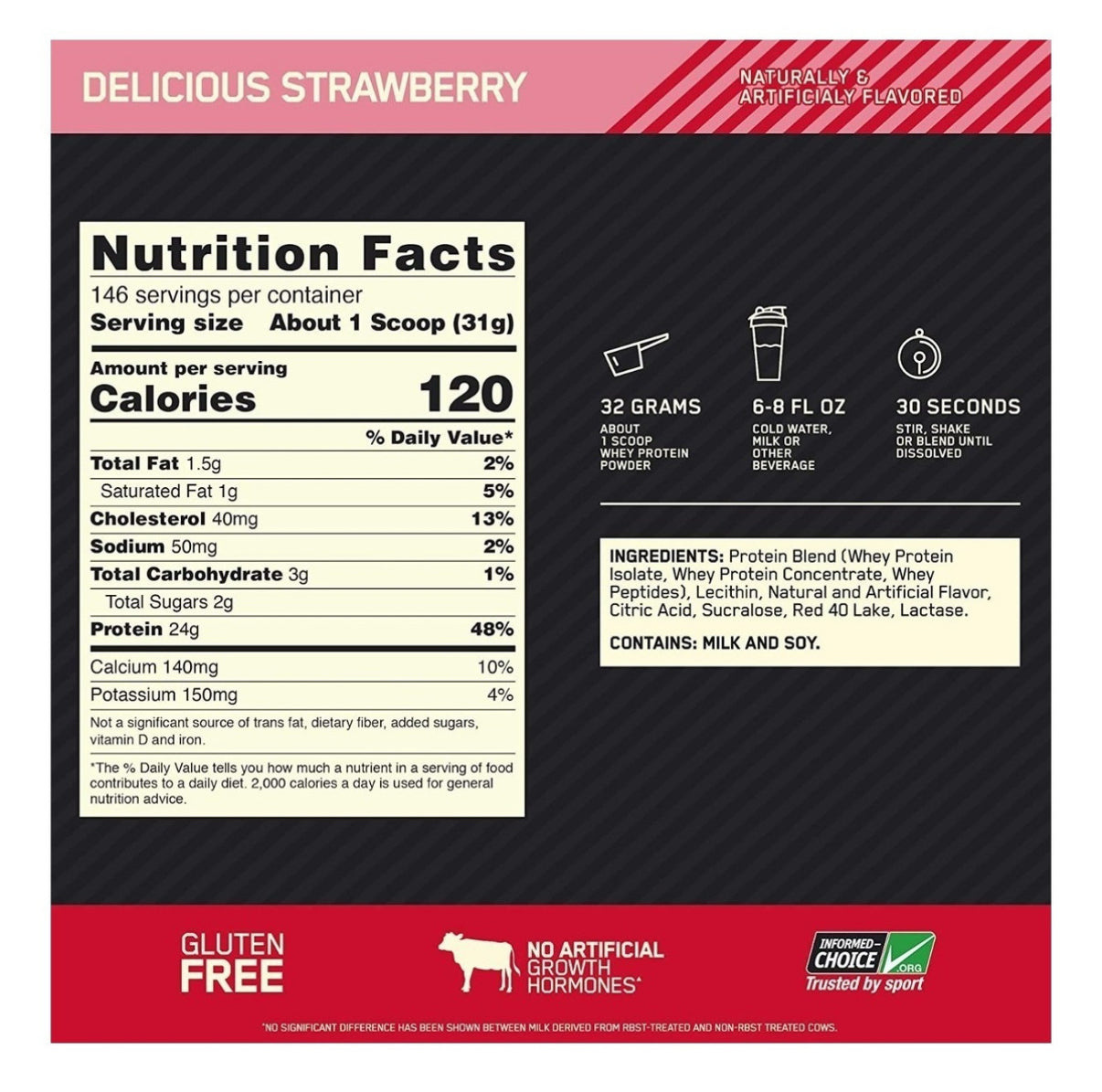 ON 100% WHEY GOLD STD 10 LBS STRAWBERRY