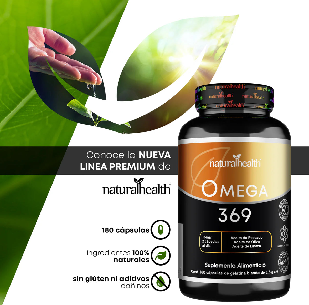 Omega 369 | Aceite de pescado, Oliva y Linaza I
180 cápsulas