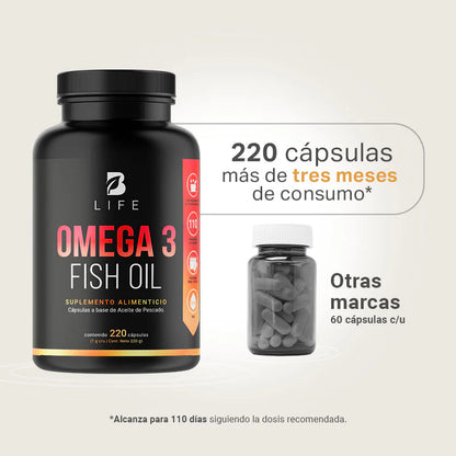 Omega 3 Fish Oil | Omega 3 Aceite de Pescado 220 caps | 1000 mg