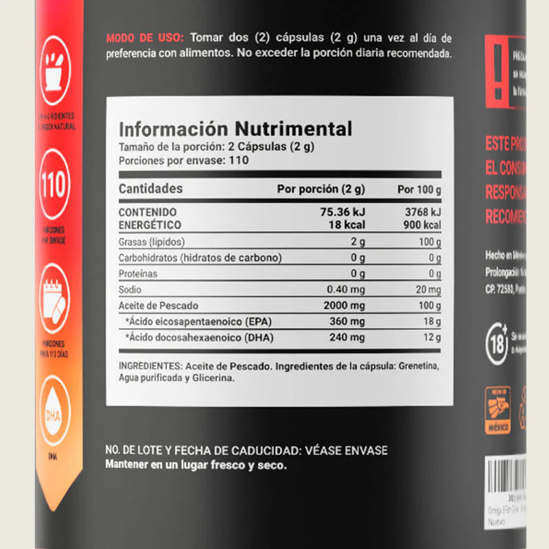 Omega 3 Fish Oil | Omega 3 Aceite de Pescado 220 caps | 1000 mg