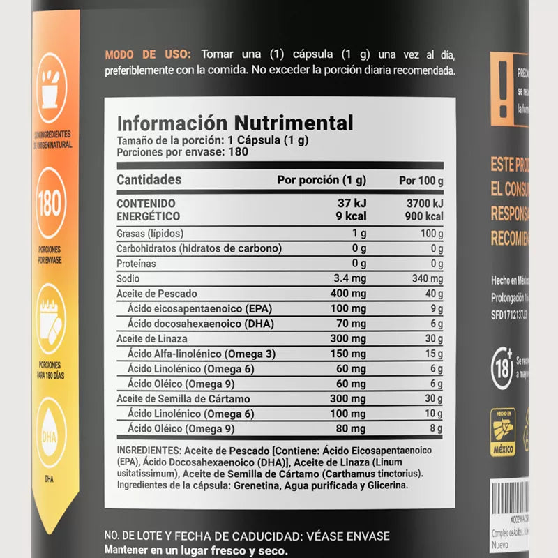 Omega 3-6-9 180 Cápsulas | 1000 mg